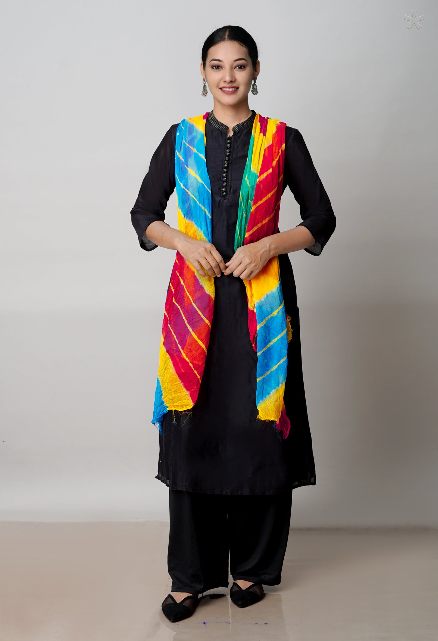 Multi Bandhani Printed Chiffon Silk Dupatta–UDS4435