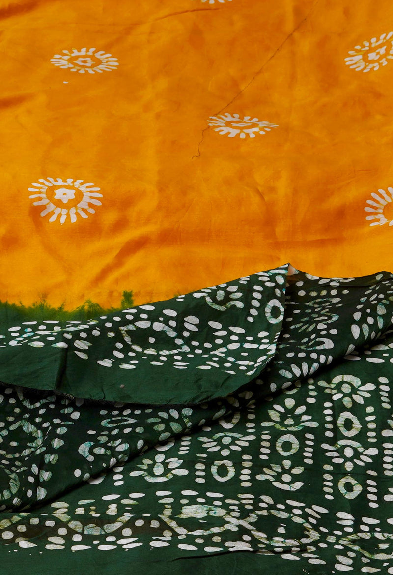 Yellow Pure Batik Printed Chanderi Cotton Silk Dupatta–UDS4518