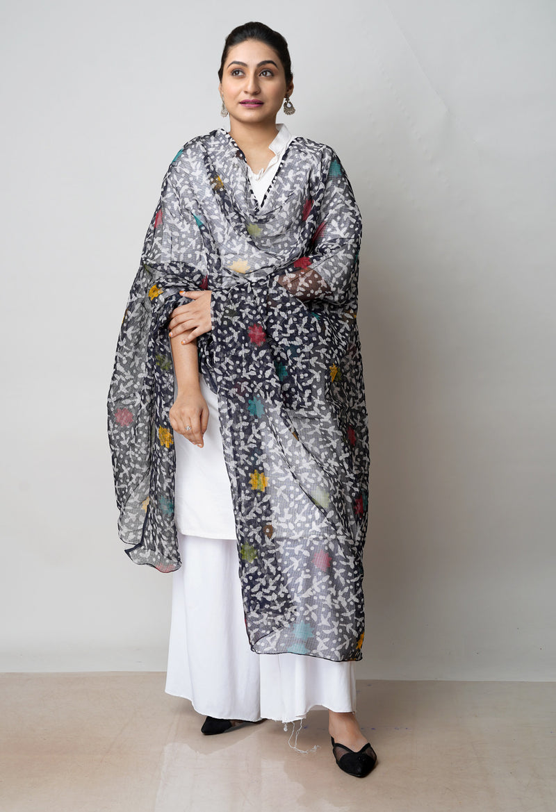 Black Pure Batik Kota Cotton Dupatta–UDS4542