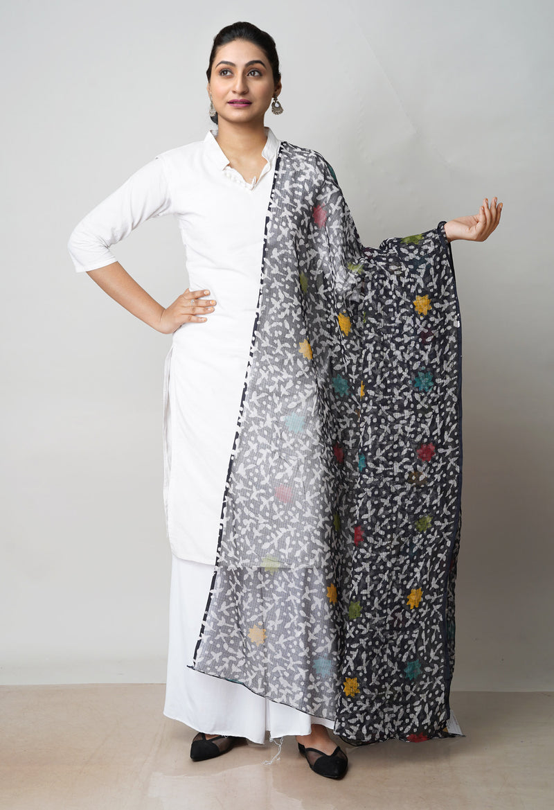 Black Pure Batik Kota Cotton Dupatta–UDS4542