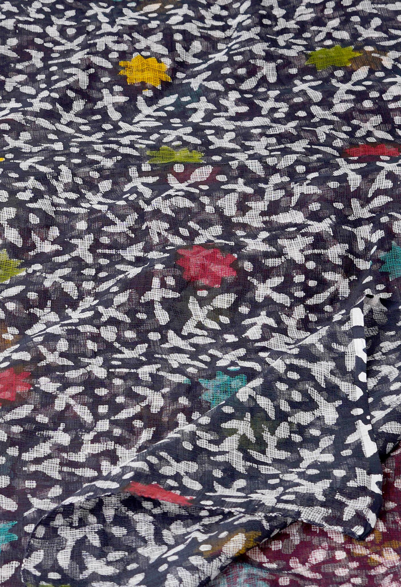 Black Pure Batik Kota Cotton Dupatta–UDS4542