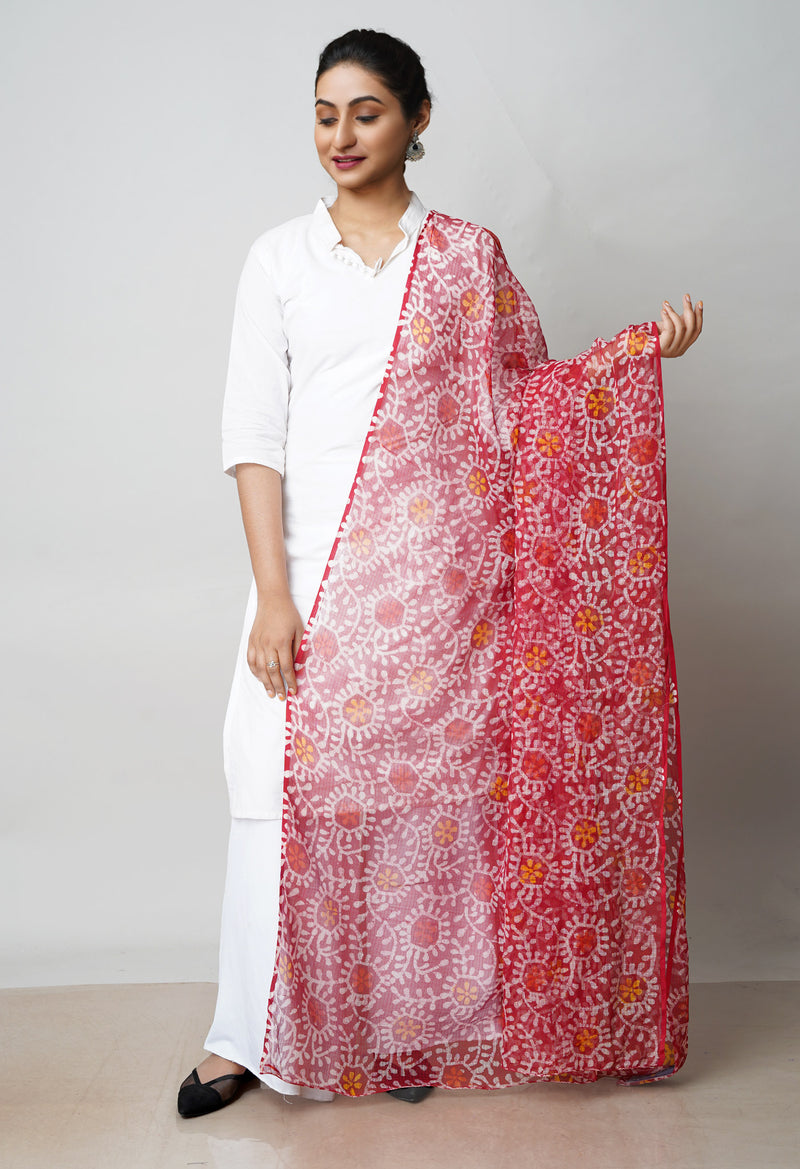Red Pure Batik Kota Cotton Dupatta–UDS4543