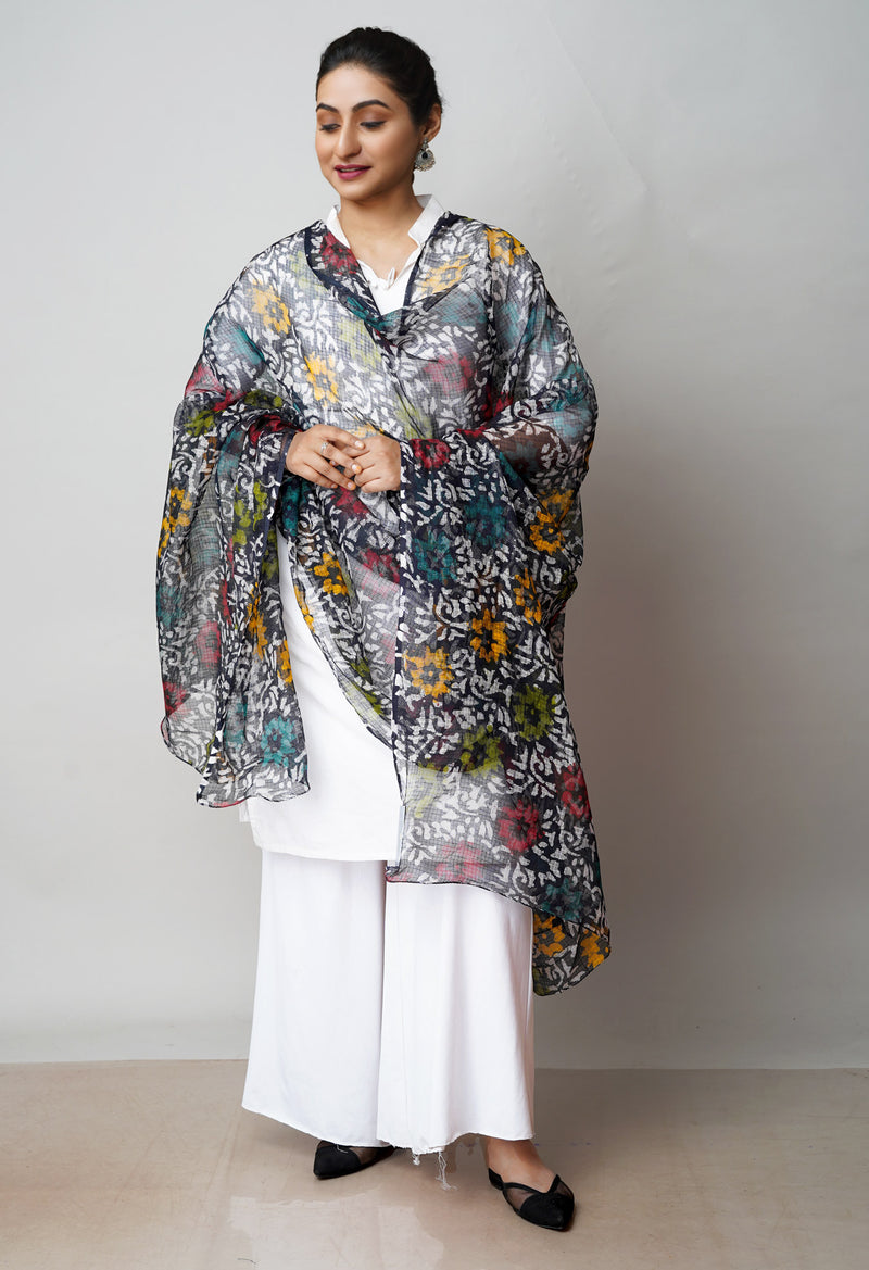Black Pure Batik Kota Cotton Dupatta–UDS4544