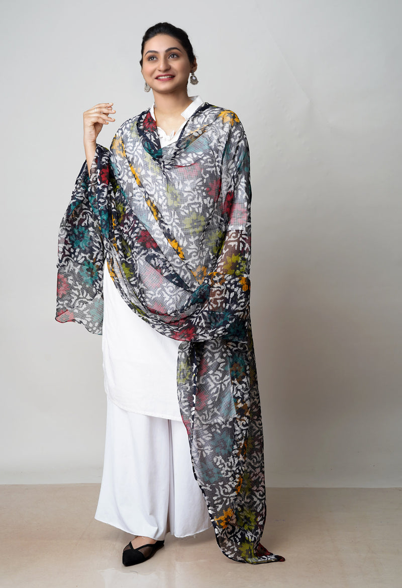 Black Pure Batik Kota Cotton Dupatta–UDS4544