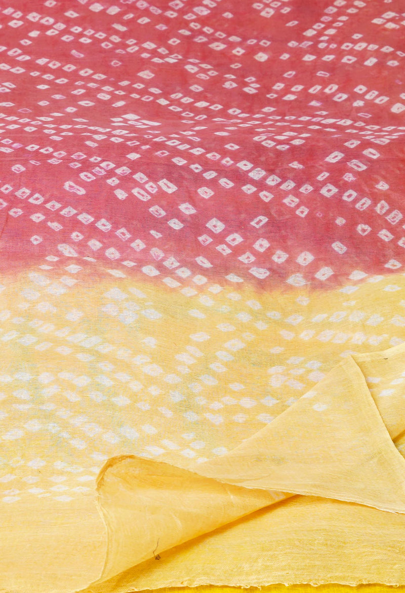 Peach-Orange Pure Bandhani Printed Cotton Dupatta –UDS4548