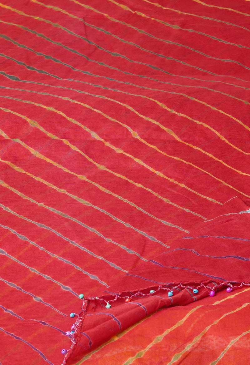 Red Pure Gota Patti Bandhani Printed Cotton Dupatta –UDS4549