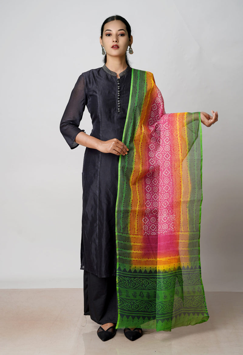 Pink Pure Gota Patti Bandhani Printed Kota Dupatta –UDS4551