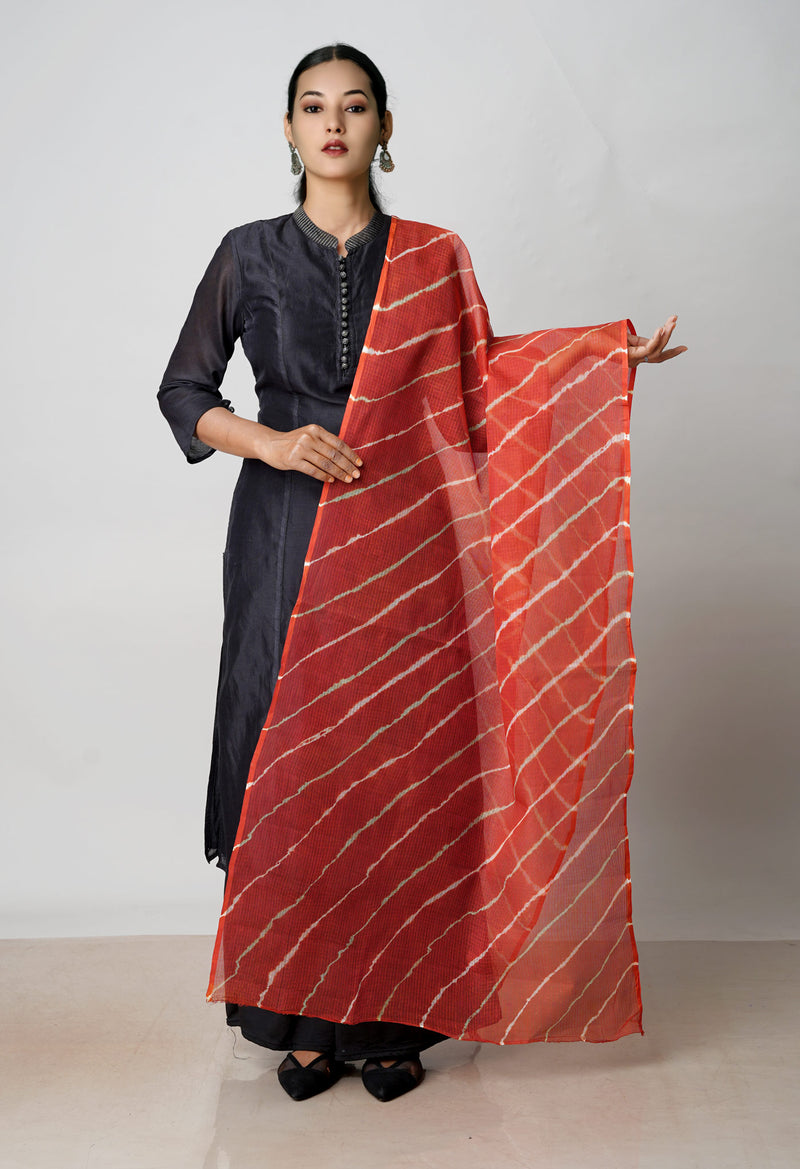 Red Pure Gota Patti Bandhani Printed Kota Dupatta –UDS4553