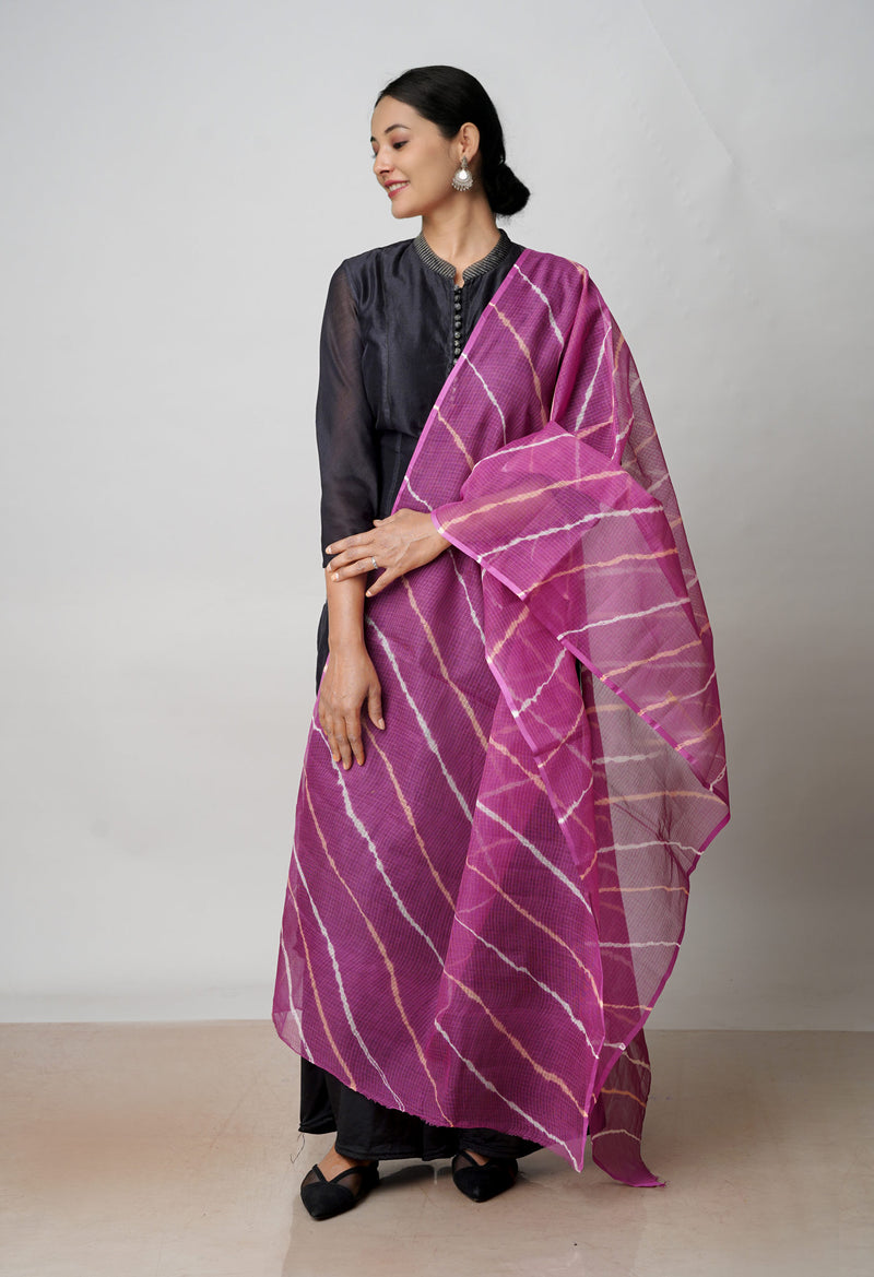 Purple Pure Gota Patti Bandhani Printed Kota Dupatta –UDS4554