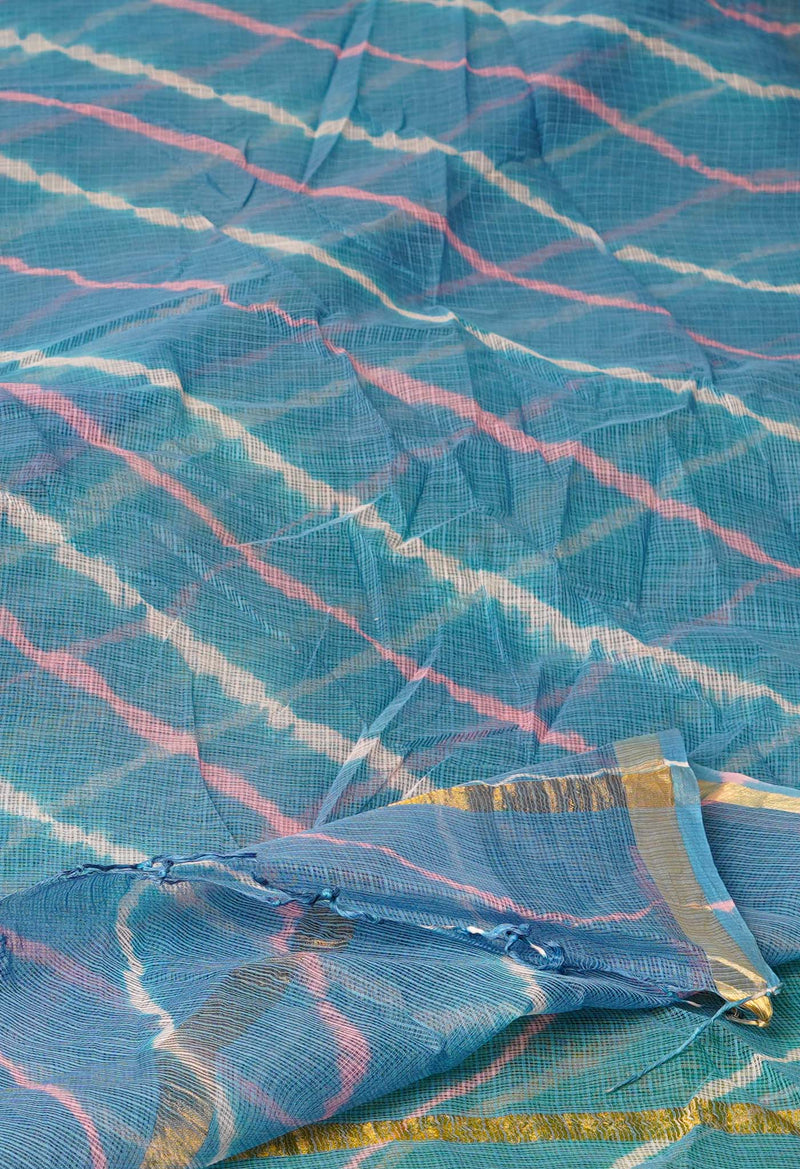 Blue Pure Gota Patti Bandhani Printed Kota Dupatta–UDS4565