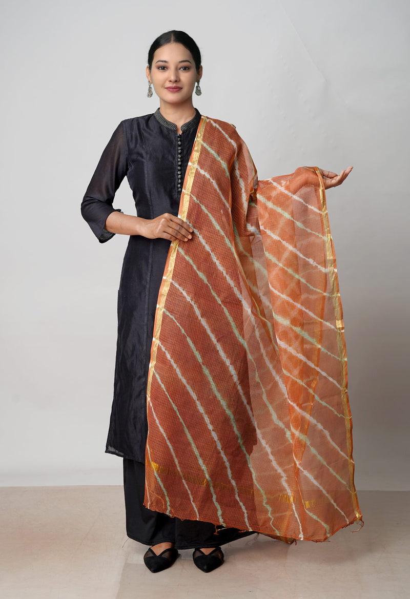 Brown Pure Gota Patti Bandhani Printed Kota Dupatta –UDS4557