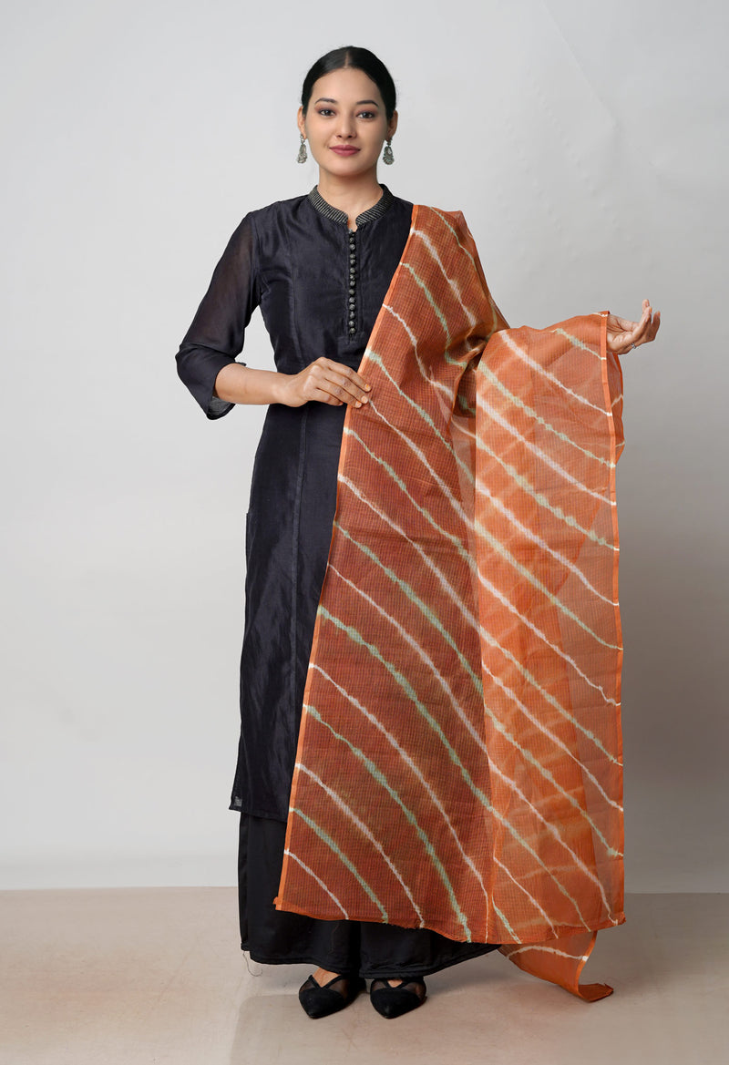 Brown Pure Gota Patti Bandhani Printed Kota Dupatta–UDS4564