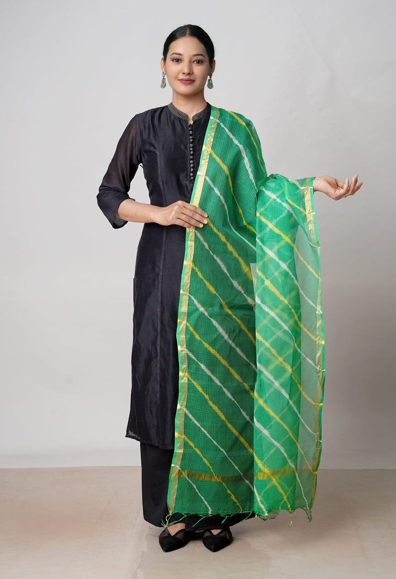 Green Pure Gota Patti Bandhani Printed Kota Dupatta–UDS4567