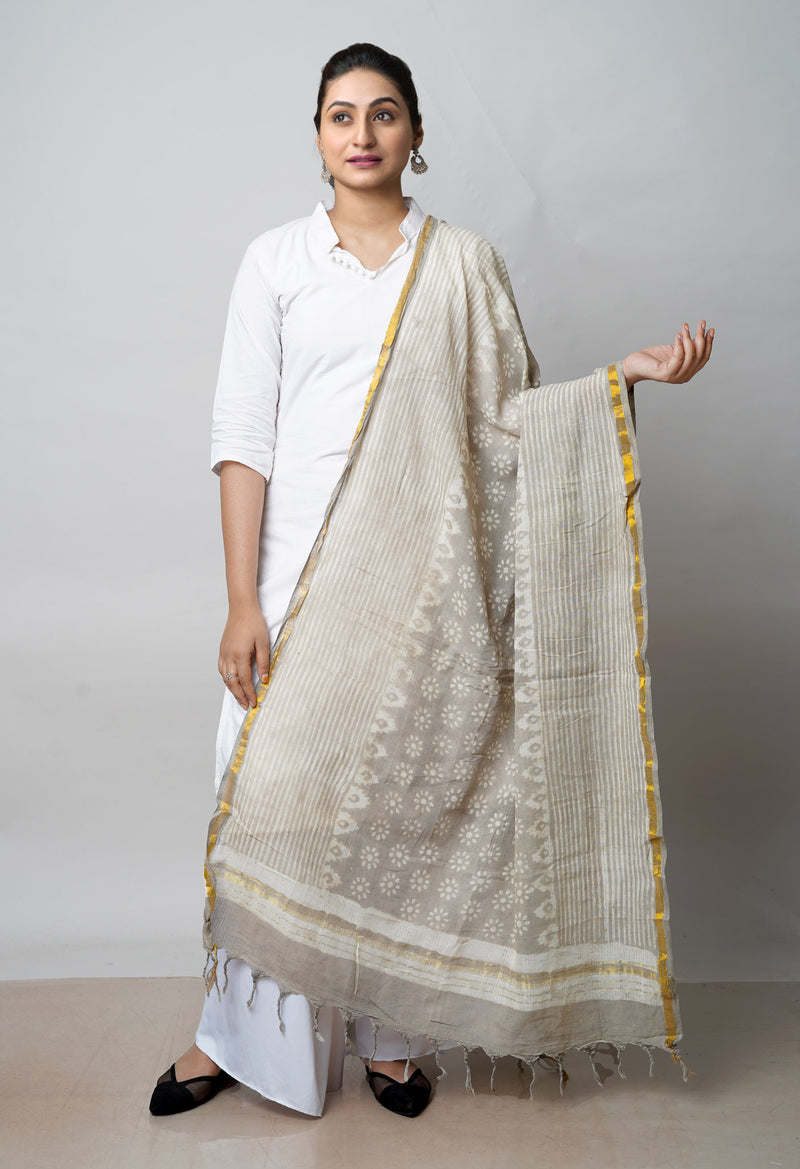Grey Pure Batik Printed Cotton Dupatta –UDS4570