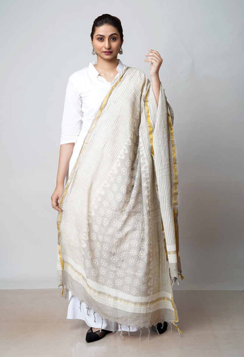 Grey Pure Batik Printed Cotton Dupatta –UDS4570