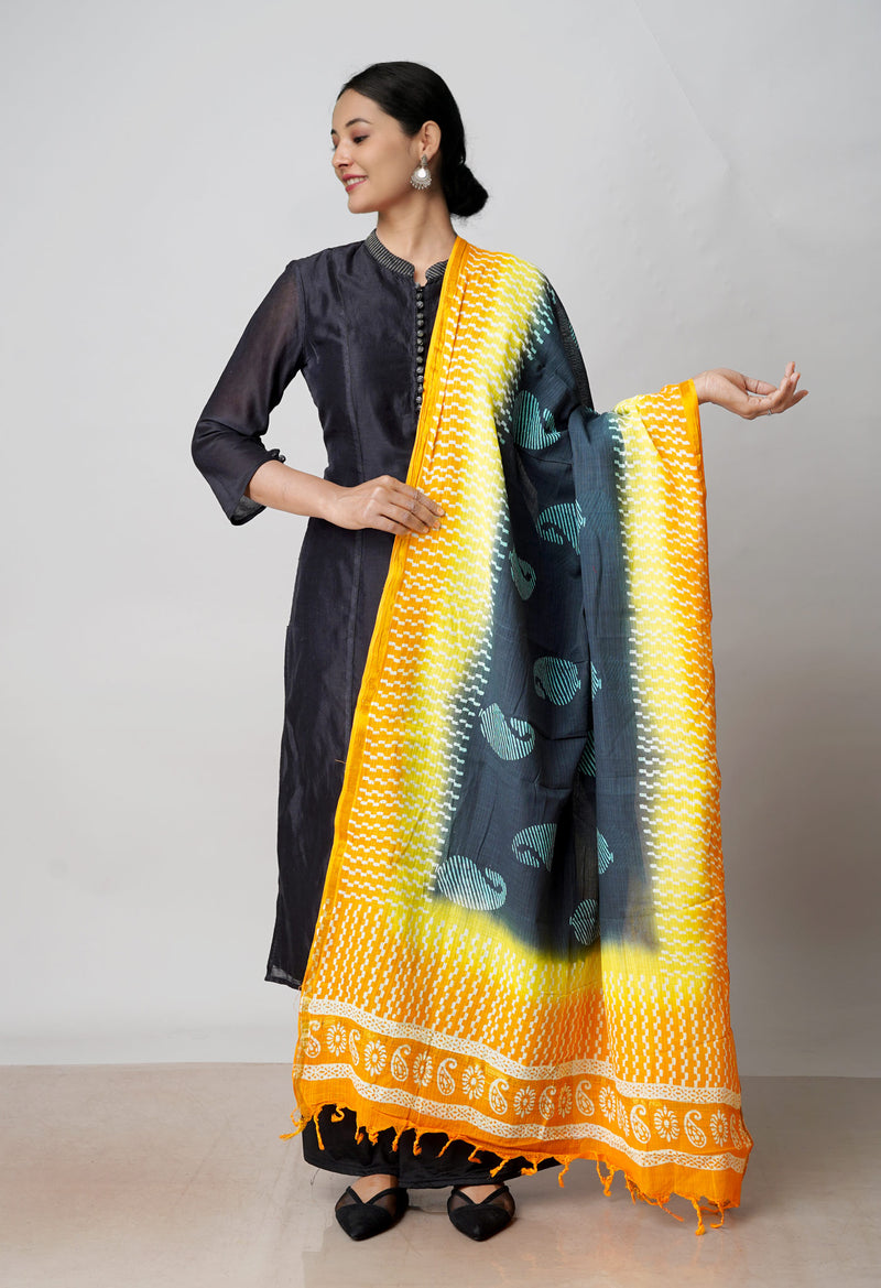 Black Pure Batik Printed Cotton Dupatta –UDS4571