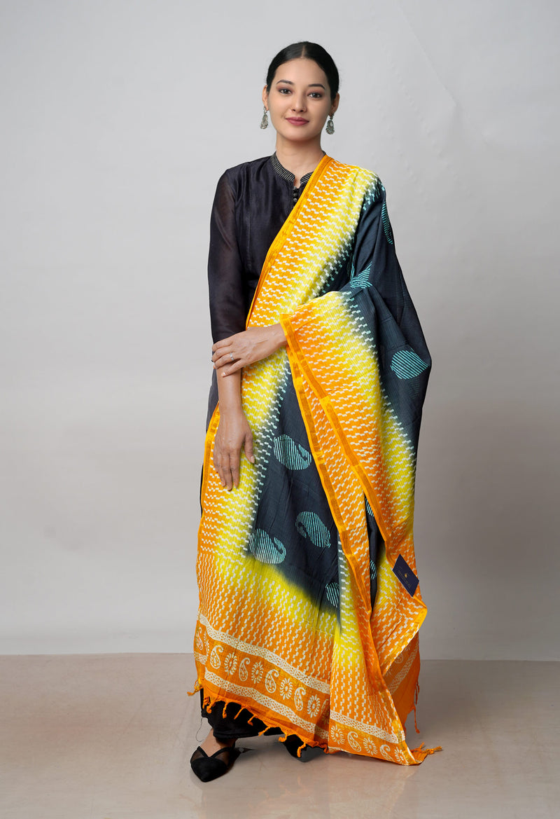 Black Pure Batik Printed Cotton Dupatta –UDS4571