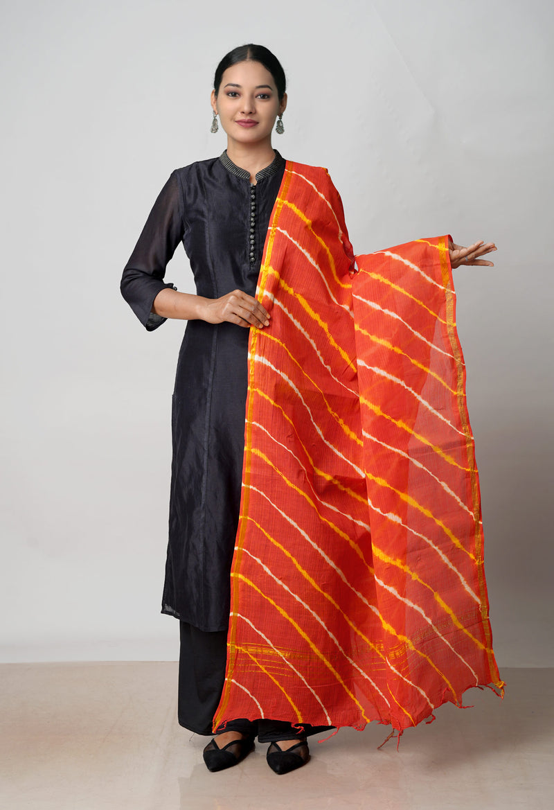Red Pure Gota Patti Bandhani Printed Cotton Dupatta–UDS4575