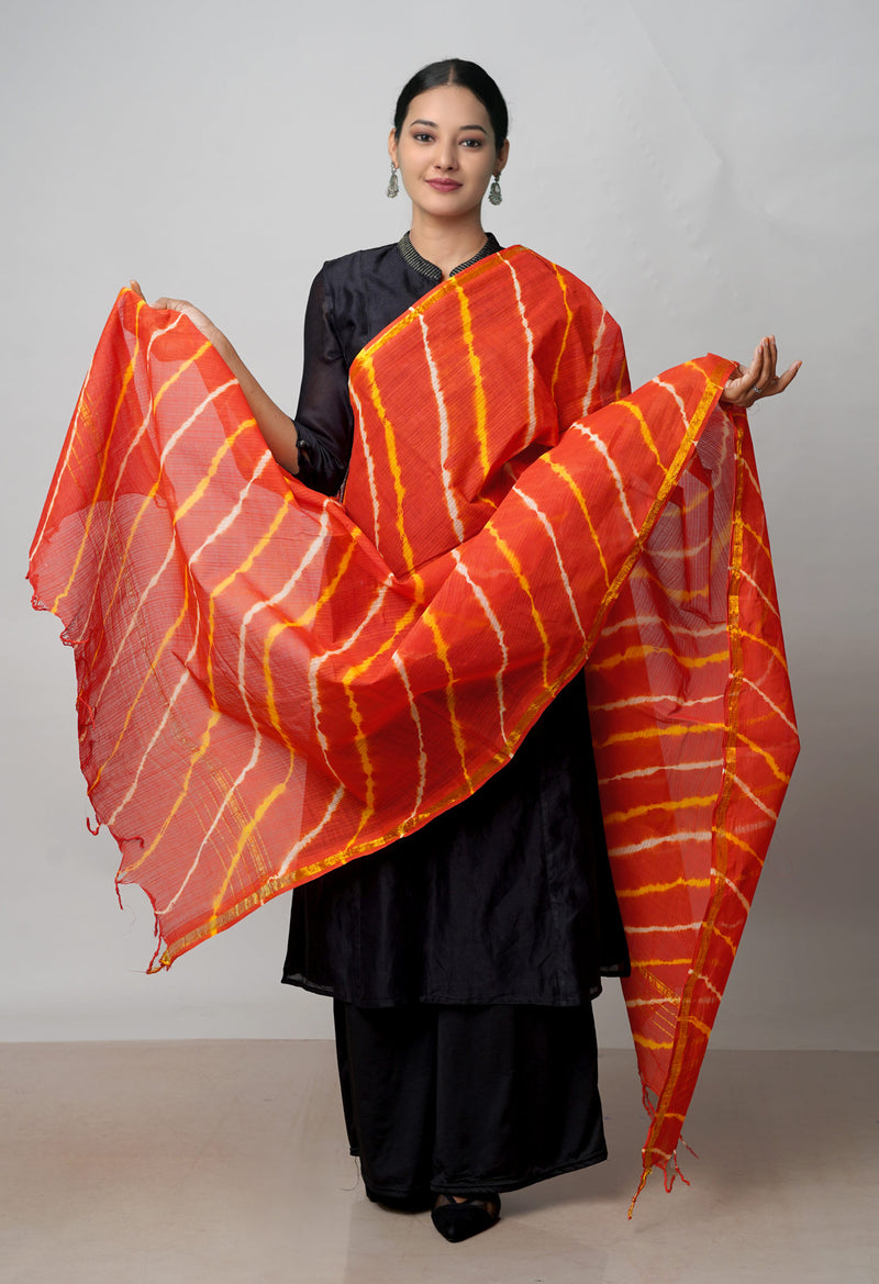 Red Pure Gota Patti Bandhani Printed Cotton Dupatta–UDS4575