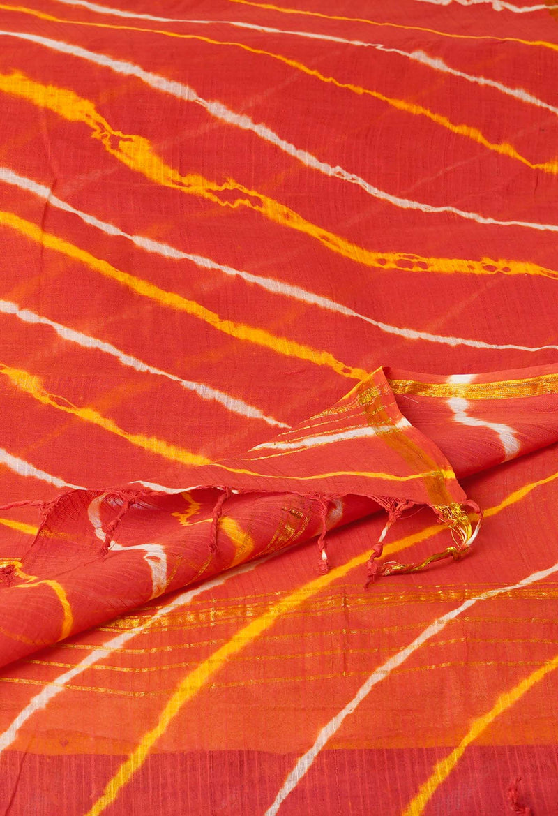 Red Pure Gota Patti Bandhani Printed Cotton Dupatta–UDS4575