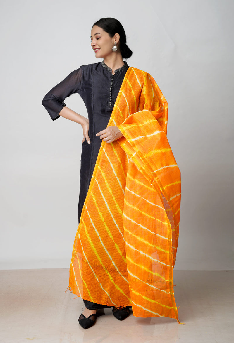 Orange Pure Gota Patti Bandhani Printed Cotton Dupatta–UDS4576
