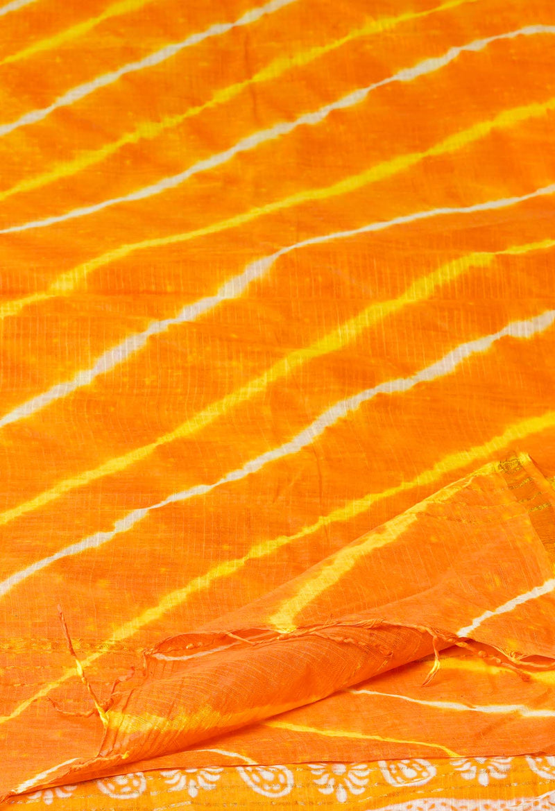 Orange Pure Gota Patti Bandhani Printed Cotton Dupatta–UDS4576