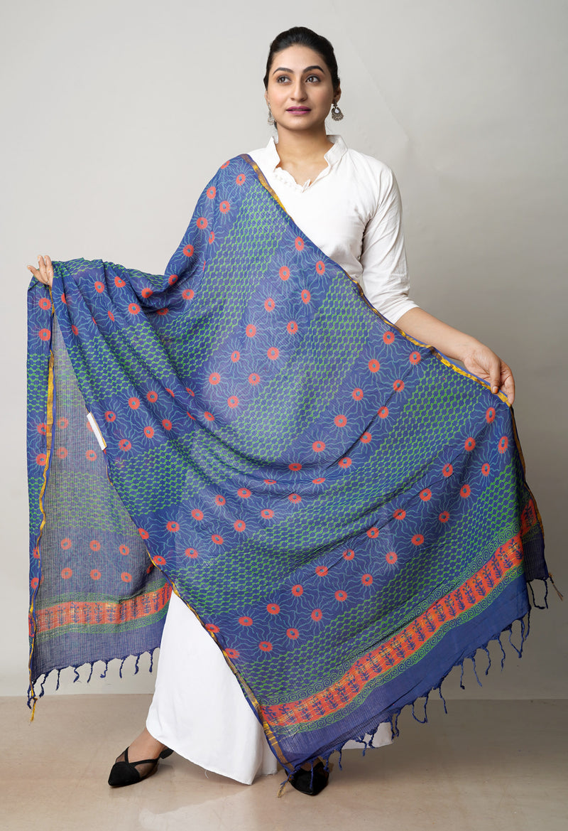 Blue Pure Batik Printed Cotton Dupatta–UDS4581