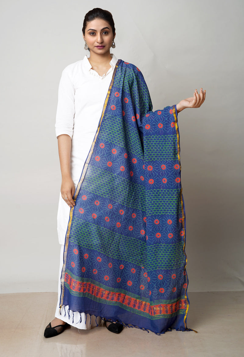 Blue Pure Batik Printed Cotton Dupatta–UDS4581