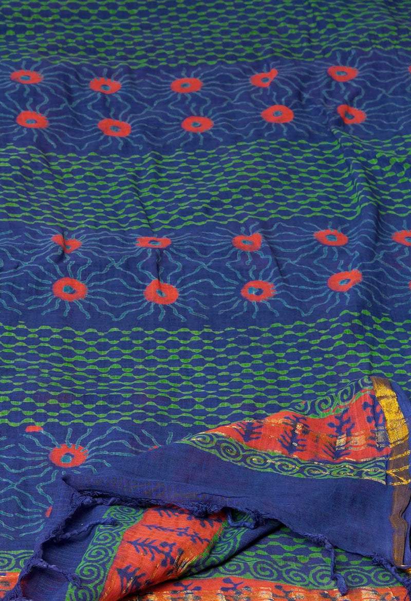 Blue Pure Batik Printed Cotton Dupatta–UDS4581