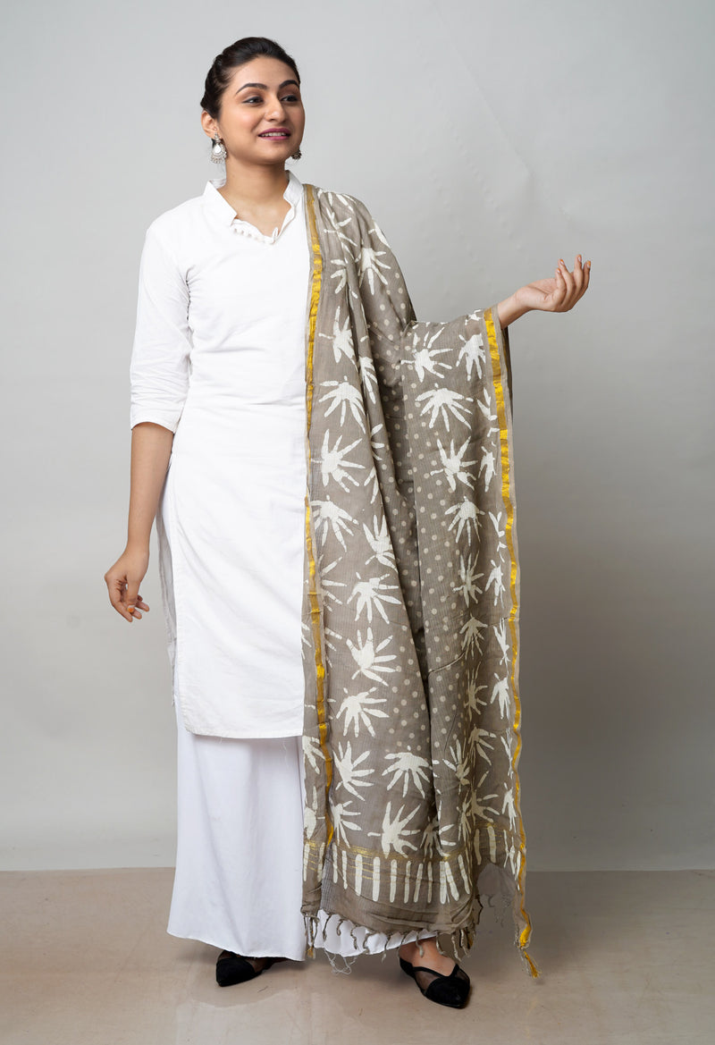 Grey Pure Batik Printed Cotton Dupatta –UDS4585