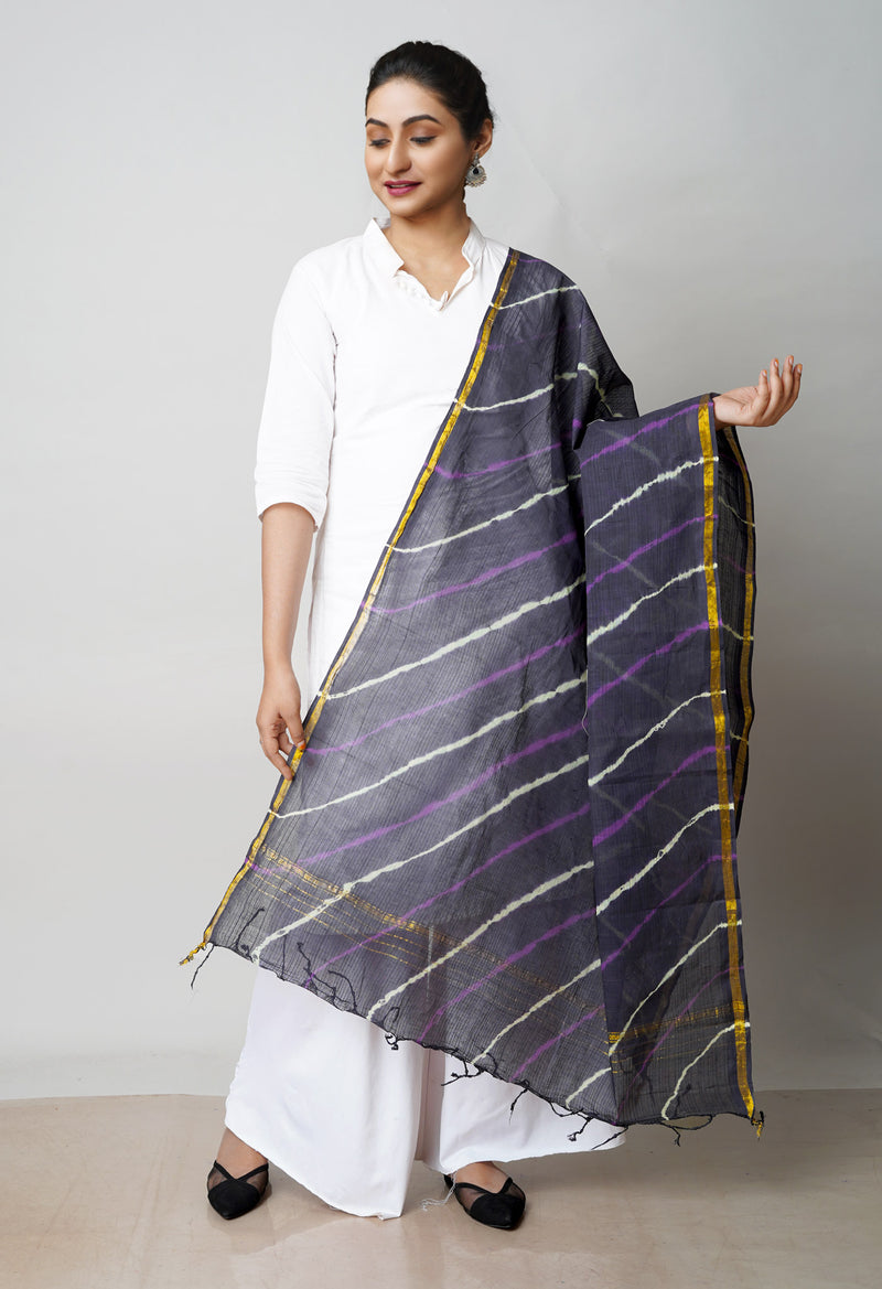 Black Pure Gota Patti Bandhani Printed Cotton Dupatta–UDS4594