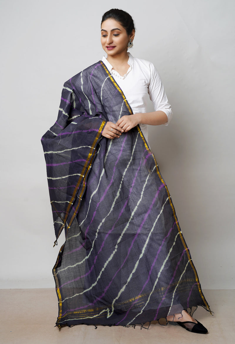 Black Pure Gota Patti Bandhani Printed Cotton Dupatta–UDS4594