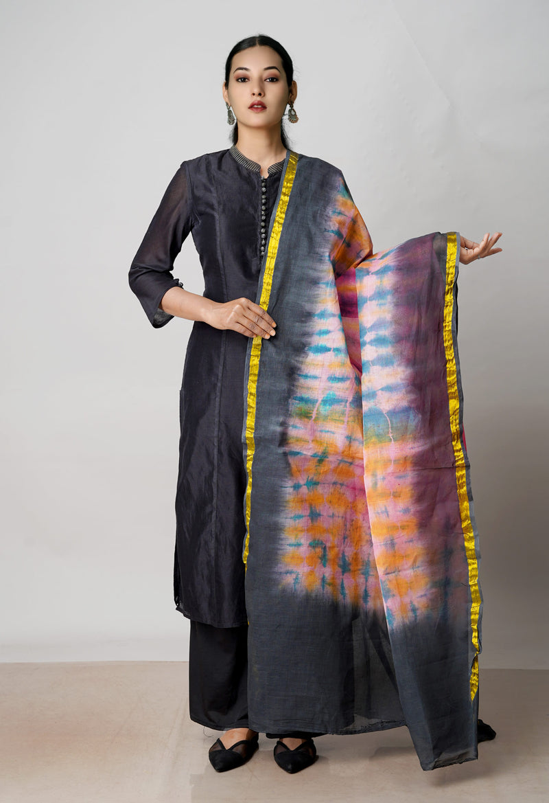 Multi Pure Gota Patti Bandhani Printed Cotton Dupatta–UDS4597