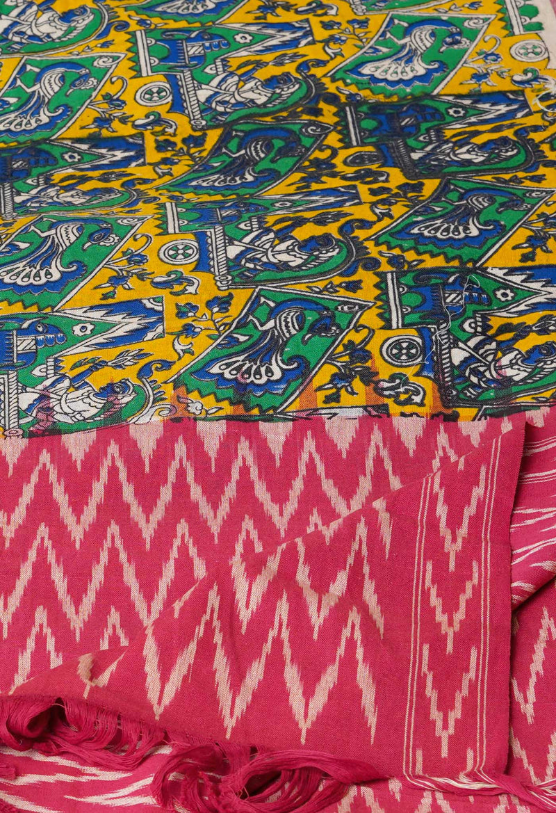 Green Pure Kalamkari Printed Cotton Dupatta–UDS4603
