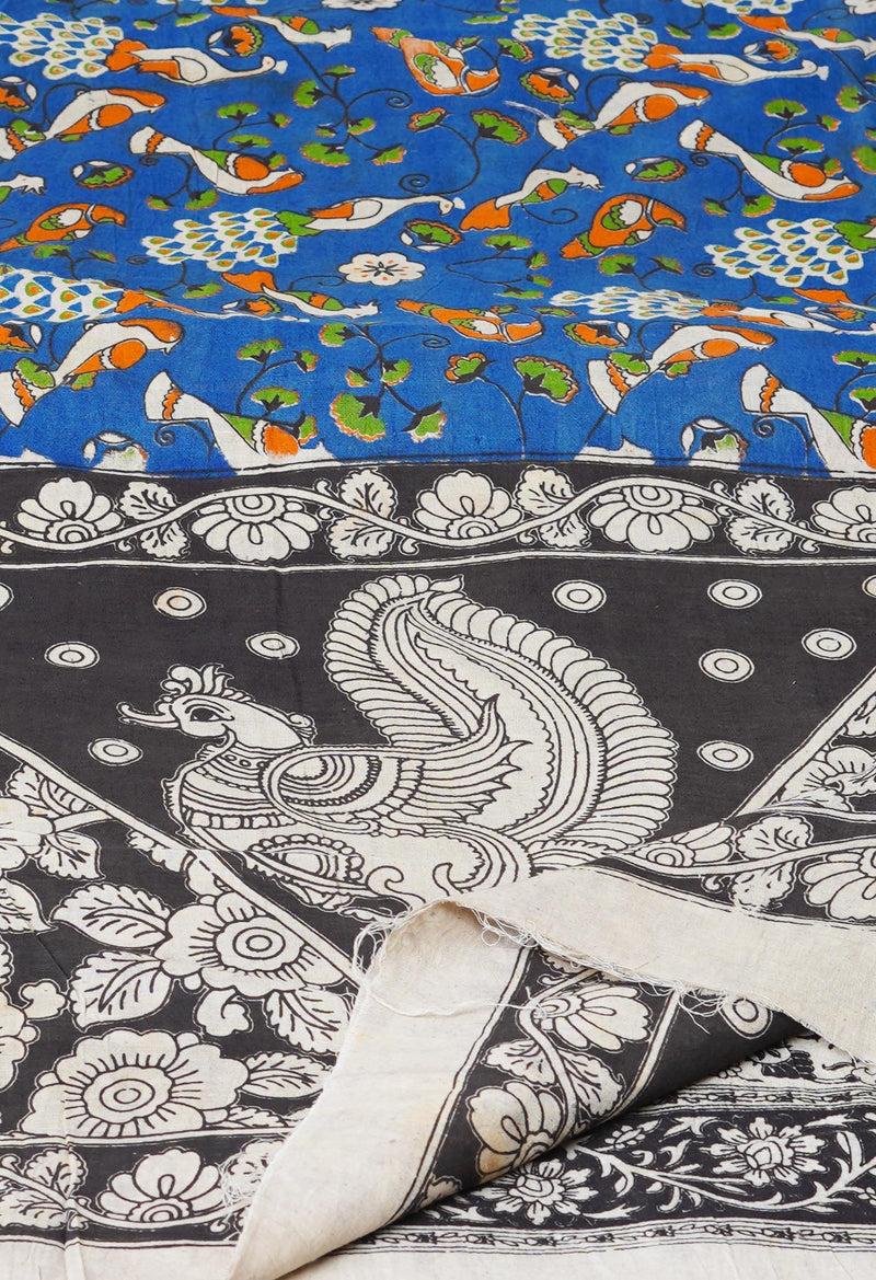 Blue Pure Kalamkari Printed Cotton Dupatta–UDS4633