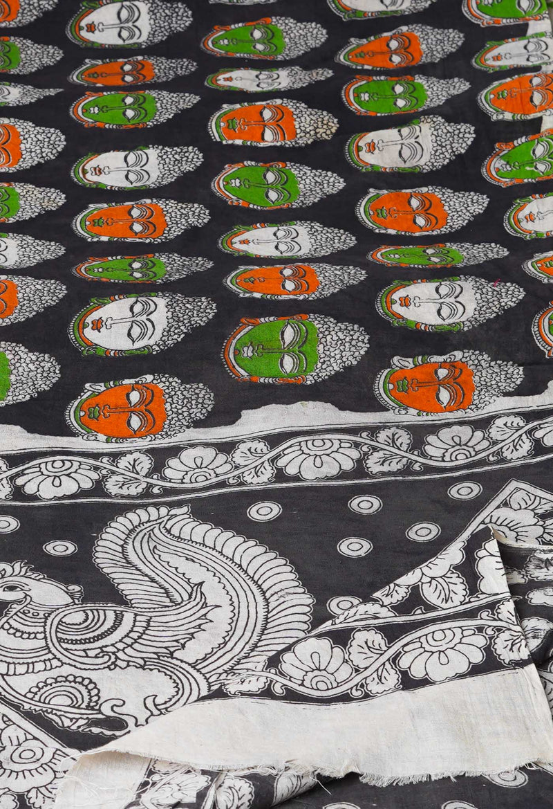 Black Pure Kalamkari Printed Cotton Dupatta–UDS4643