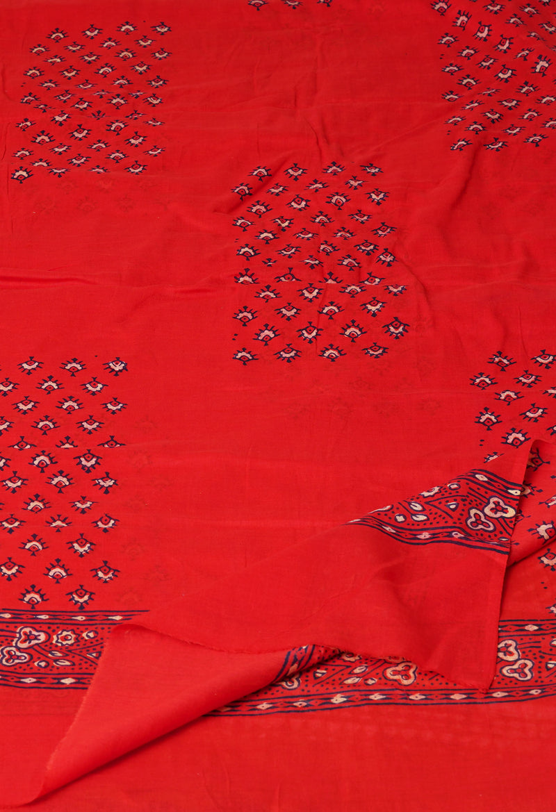 Red Pure Ajrakh Printed Soft Cotton Dupatta–UDS4663