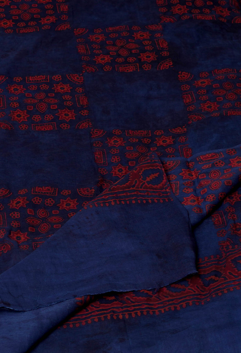 Blue Pure Ajrakh Printed Soft Cotton Dupatta–UDS4667