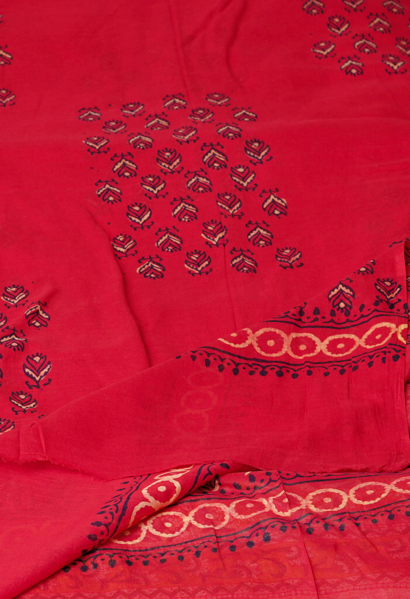 Red Pure Ajrakh Printed Soft Cotton Dupatta–UDS4669