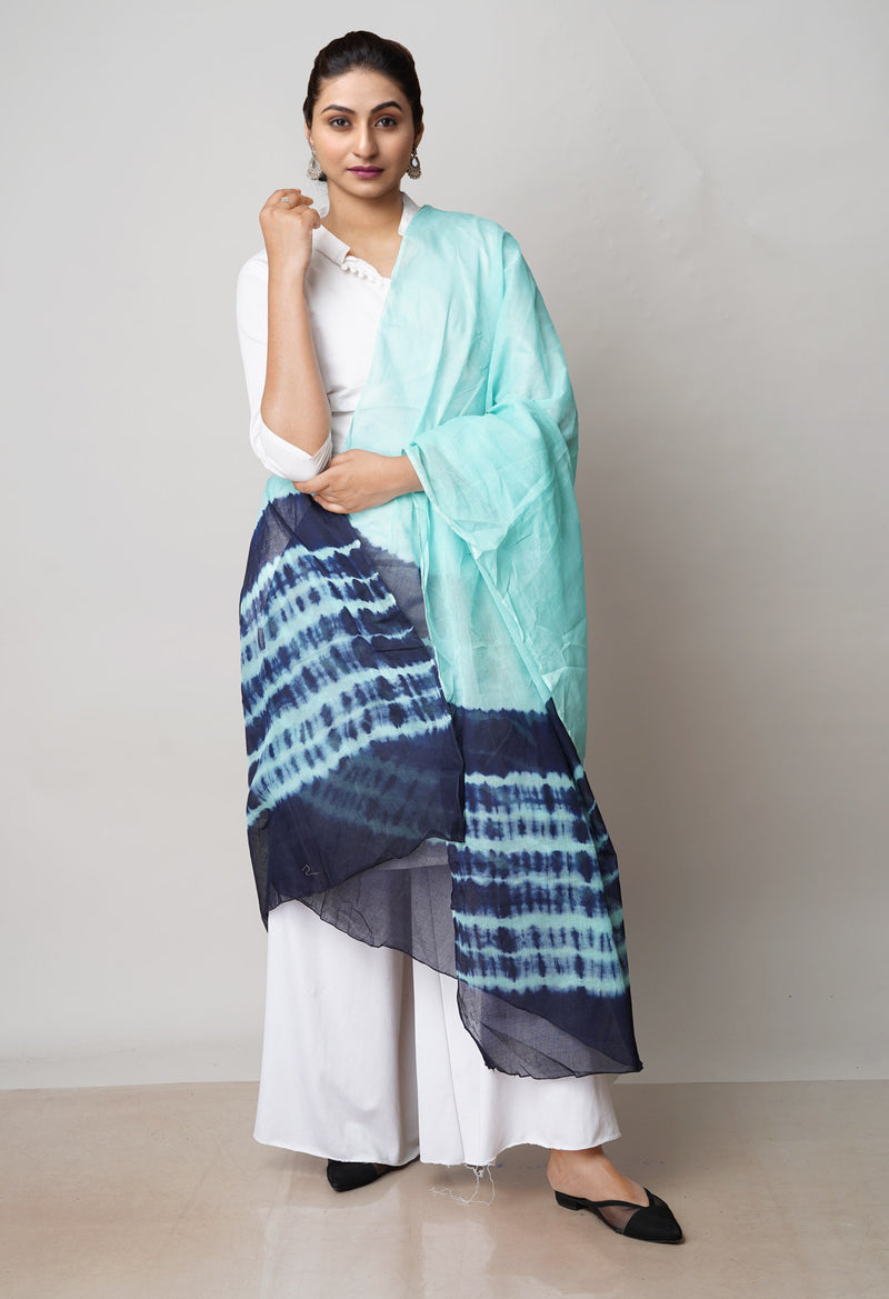 Turquoise Blue Pure Bandhani Printed Cotton Dupatta–UDS4675
