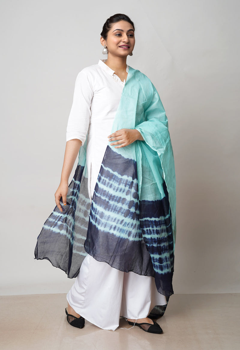 Turquoise Blue Pure Bandhani Printed Cotton Dupatta–UDS4675