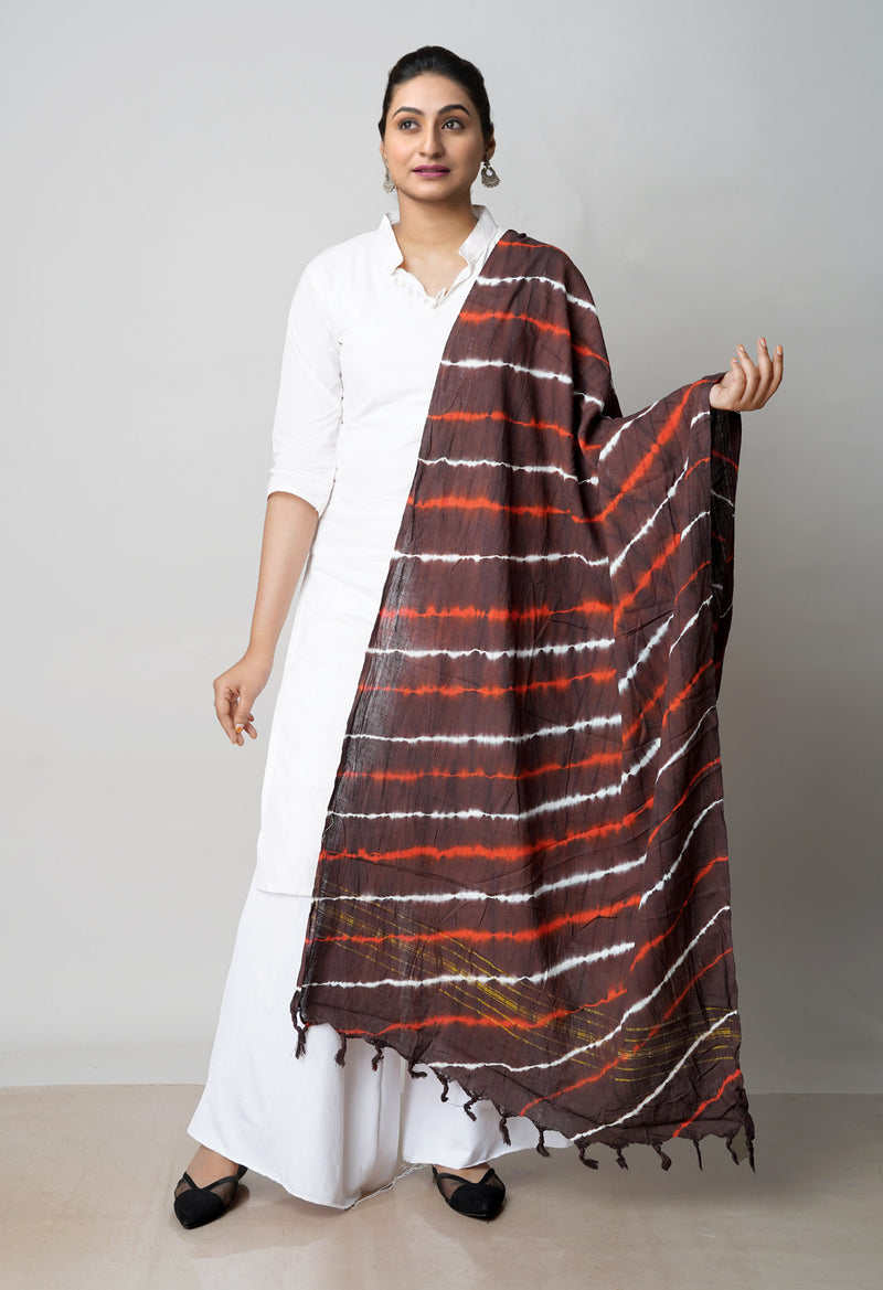Brown Pure Bandhani Printed Cotton Dupatta–UDS4689