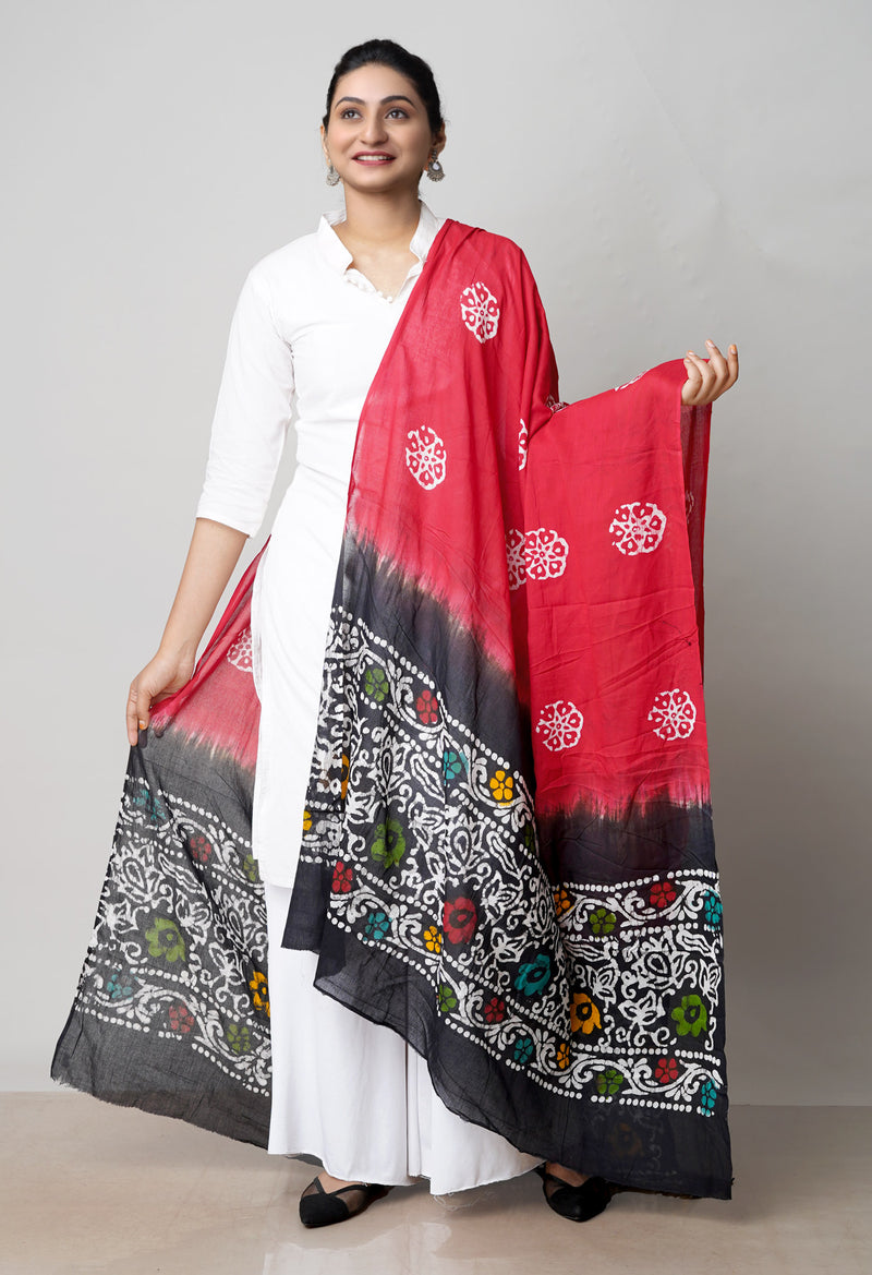 Red Pure Bandhani Printed Cotton Dupatta–UDS4705