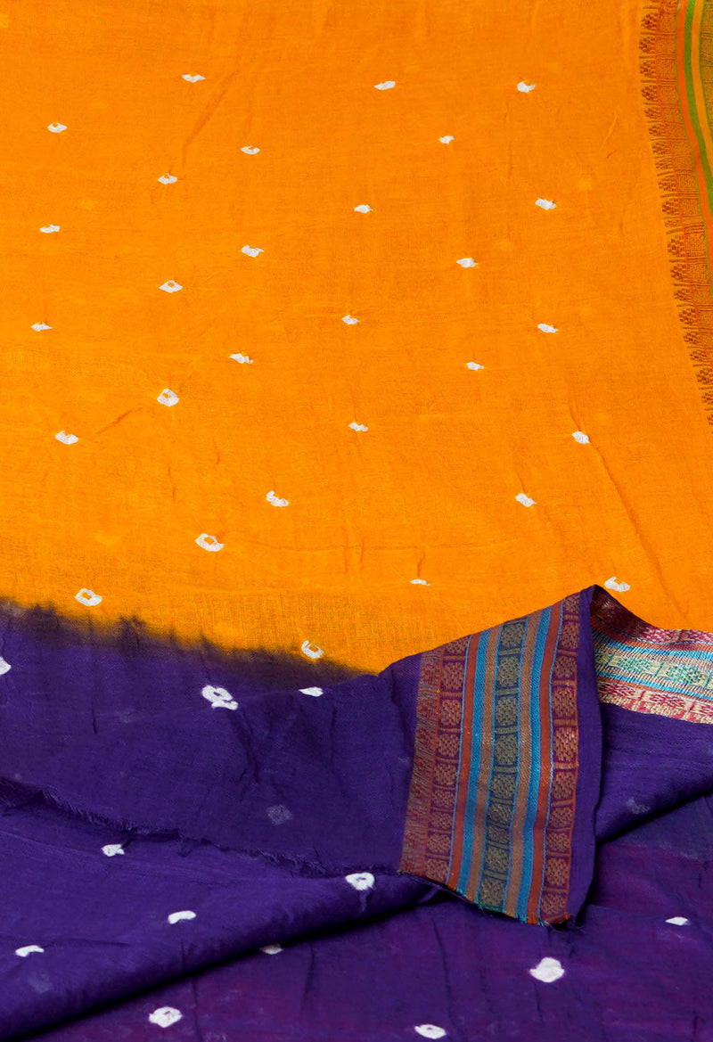 Yellow Pure Bandhani Printed Cotton Dupatta–UDS4707