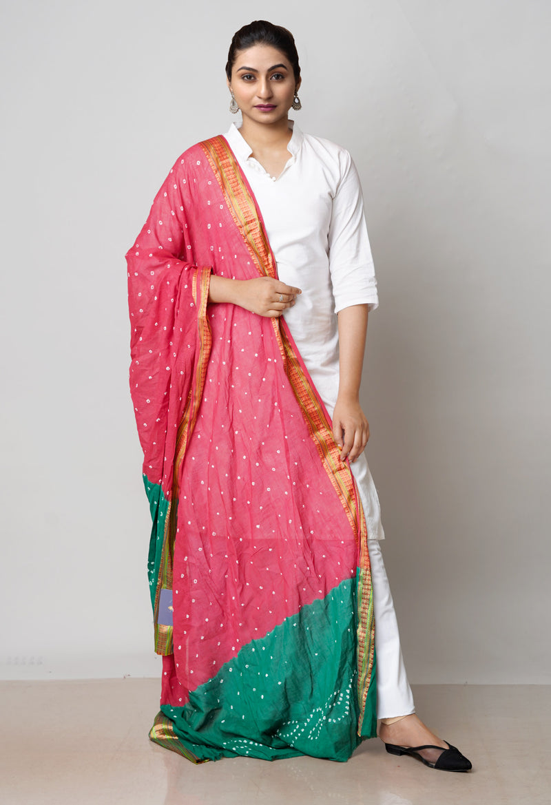 Red Pure Bandhani Printed Cotton Dupatta–UDS4709