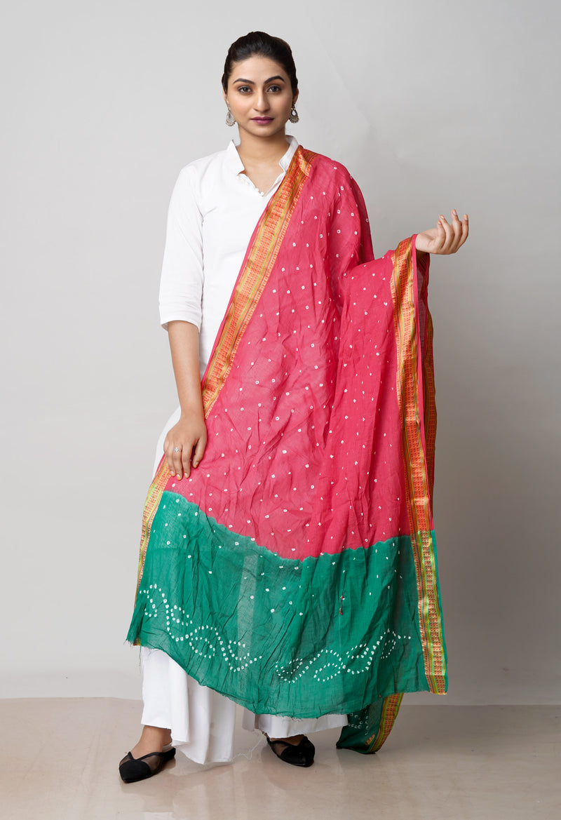 Red Pure Bandhani Printed Cotton Dupatta–UDS4709