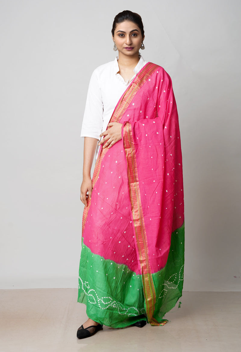 Pink Pure Bandhani Printed Cotton Dupatta–UDS4710