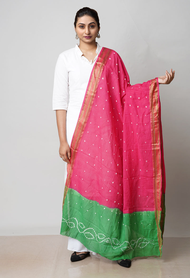 Pink Pure Bandhani Printed Cotton Dupatta–UDS4710