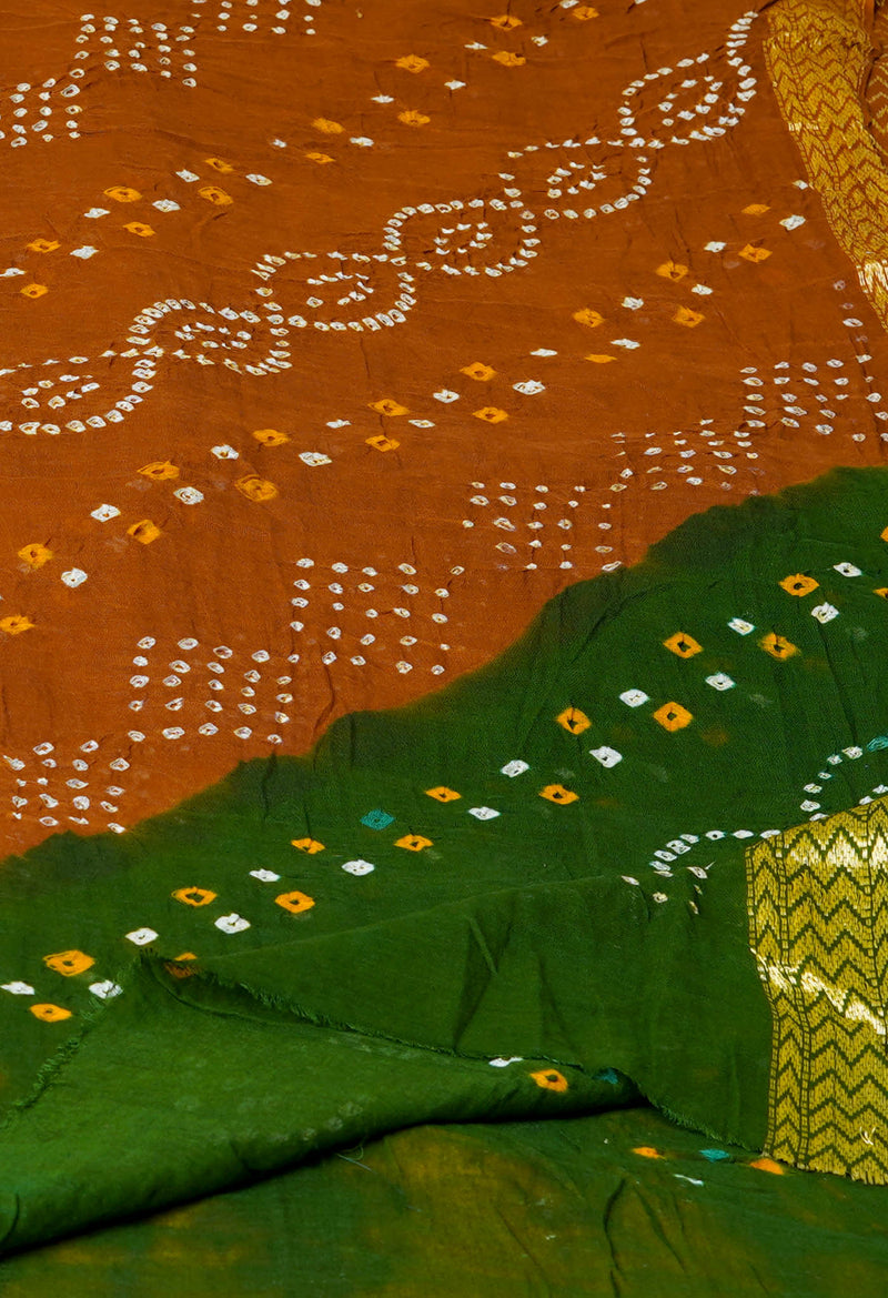Olive Green Pure Bandhani Printed Cotton Dupatta–UDS4711