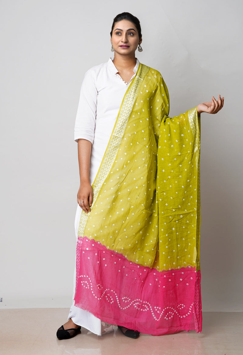 Pale Green Pure Bandhani Printed Cotton Dupatta–UDS4714